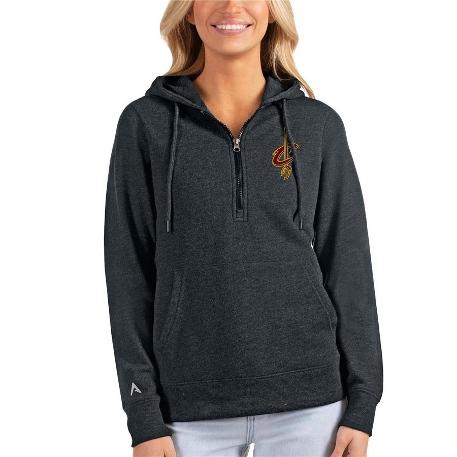 Cleveland Cavaliers Antigua Women's Action Half-Zip Pullover Hoodie - Heathered Charcoal