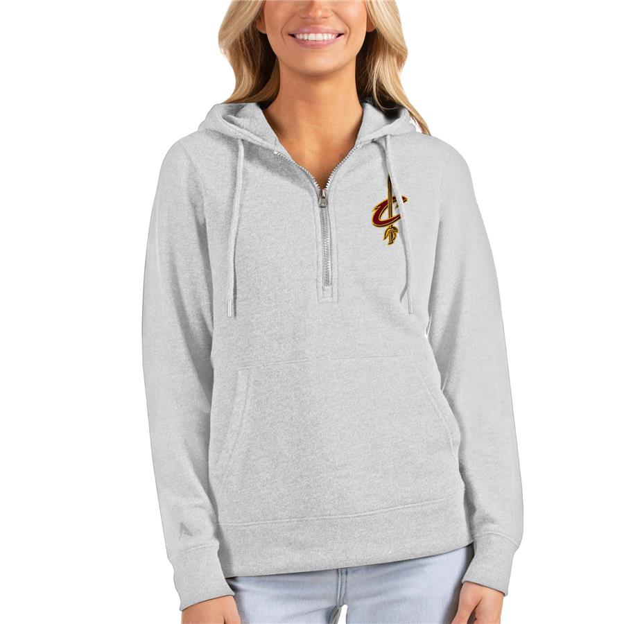 Cleveland Cavaliers Antigua Women's Action Half-Zip Pullover Hoodie - Heathered Gray