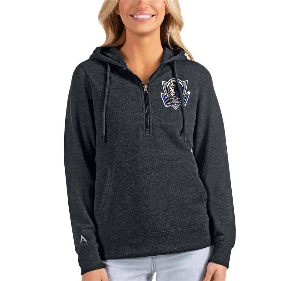 Dallas Mavericks Antigua Women's Action Half-Zip Pullover Hoodie - Heathered Charcoal