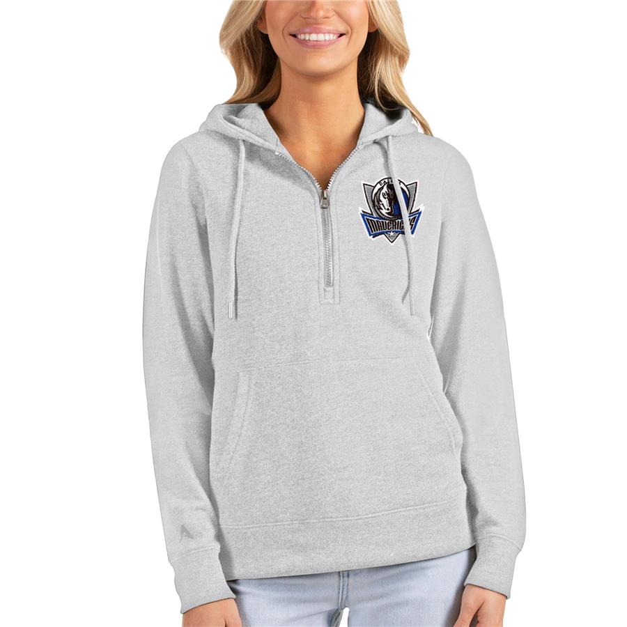 Dallas Mavericks Antigua Women's Action Half-Zip Pullover Hoodie - Heathered Gray