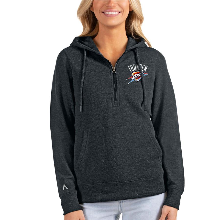 Oklahoma City Thunder Antigua Women's Action Half-Zip Pullover Hoodie - Heathered Charcoal