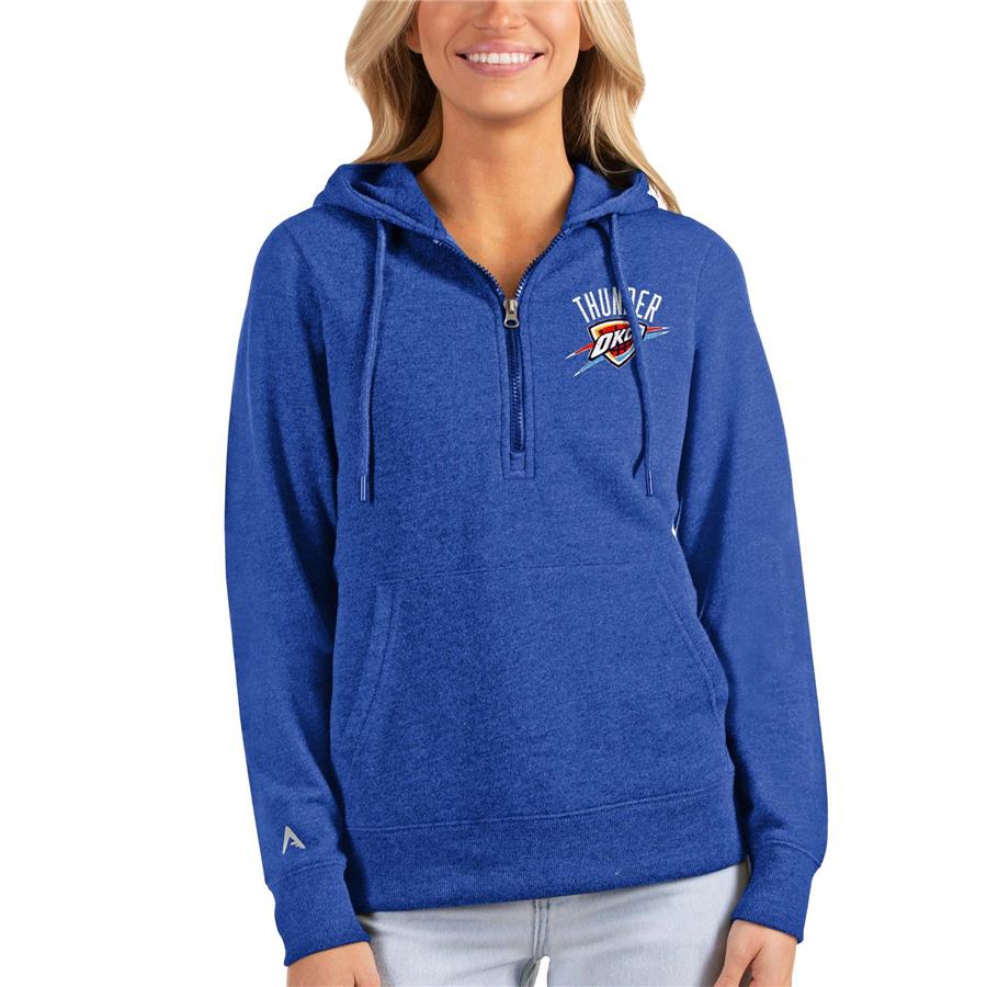 Oklahoma City Thunder Antigua Women's Action Half-Zip Pullover Hoodie - Royal