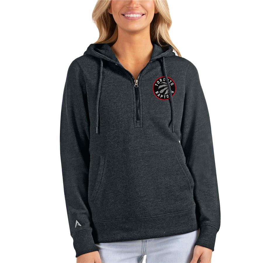 Toronto Raptors Antigua Women's Action Half-Zip Pullover Hoodie - Heathered Charcoal