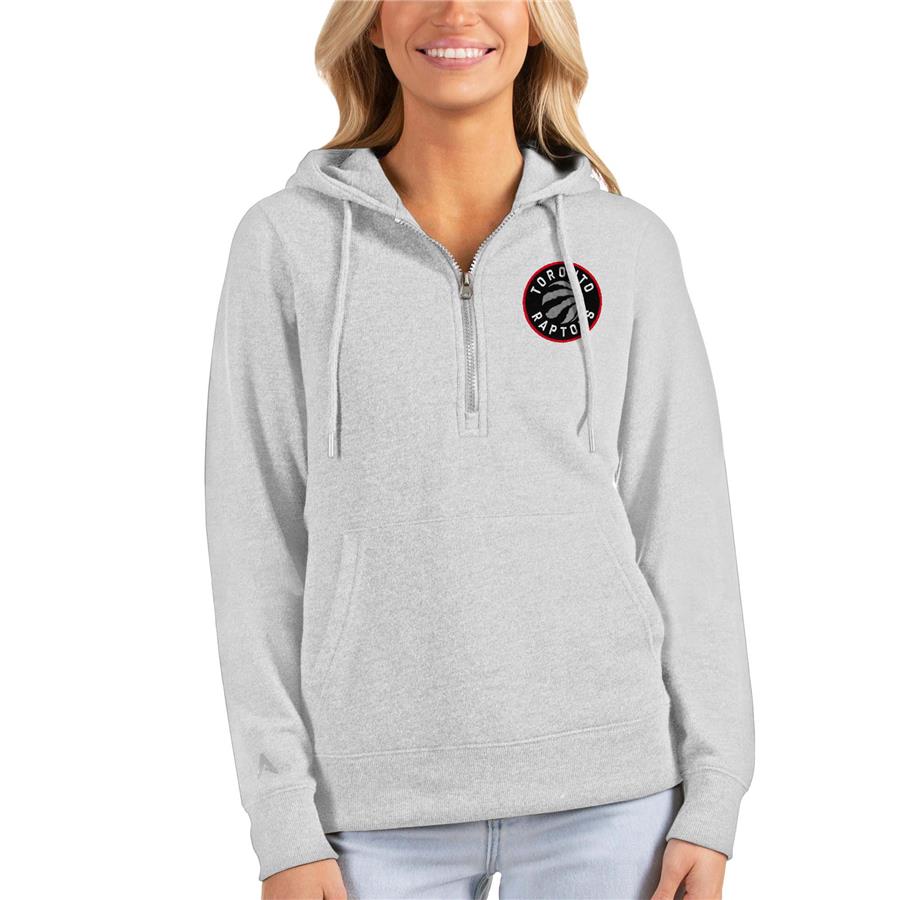 Toronto Raptors Antigua Women's Action Half-Zip Pullover Hoodie - Heathered Gray