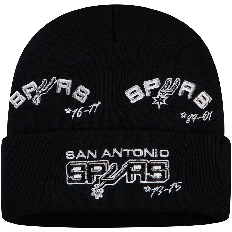 San Antonio Spurs Mitchell & Ness Hardwood Classics Timeline Cuffed Knit Hat - Black