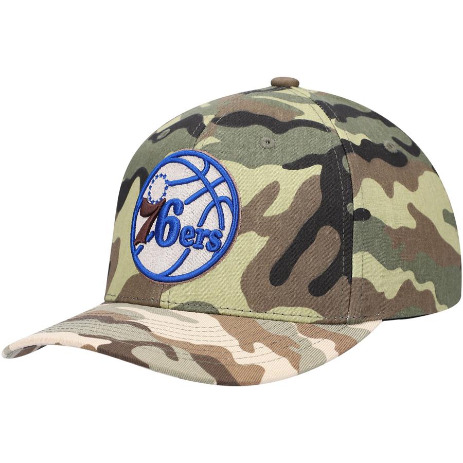 Philadelphia 76ers Mitchell & Ness Woodland Desert Snapback Hat - Camo