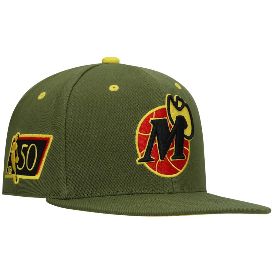 Dallas Mavericks Mitchell & Ness x Lids 50th Anniversary Hardwood Classics Dusty Fitted Hat - Olive