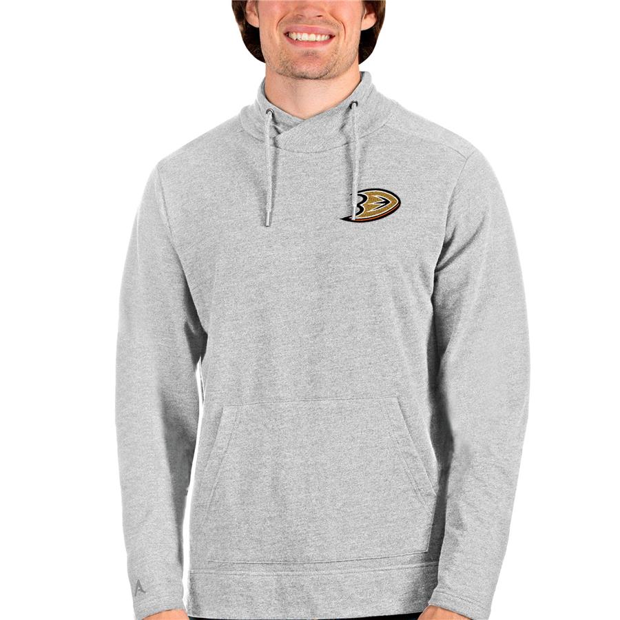 Anaheim Ducks Antigua Team Reward Crossover Neckline Pullover Sweatshirt - Heathered Gray