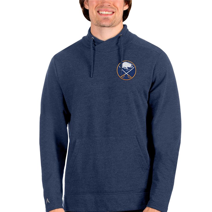 Buffalo Sabres Antigua Team Reward Crossover Neckline Pullover Sweatshirt - Heathered Navy