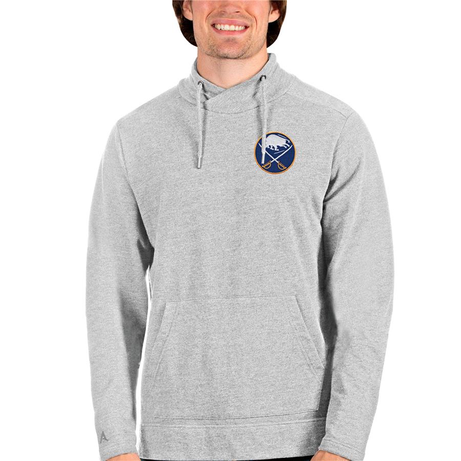 Buffalo Sabres Antigua Team Reward Crossover Neckline Pullover Sweatshirt - Heathered Gray