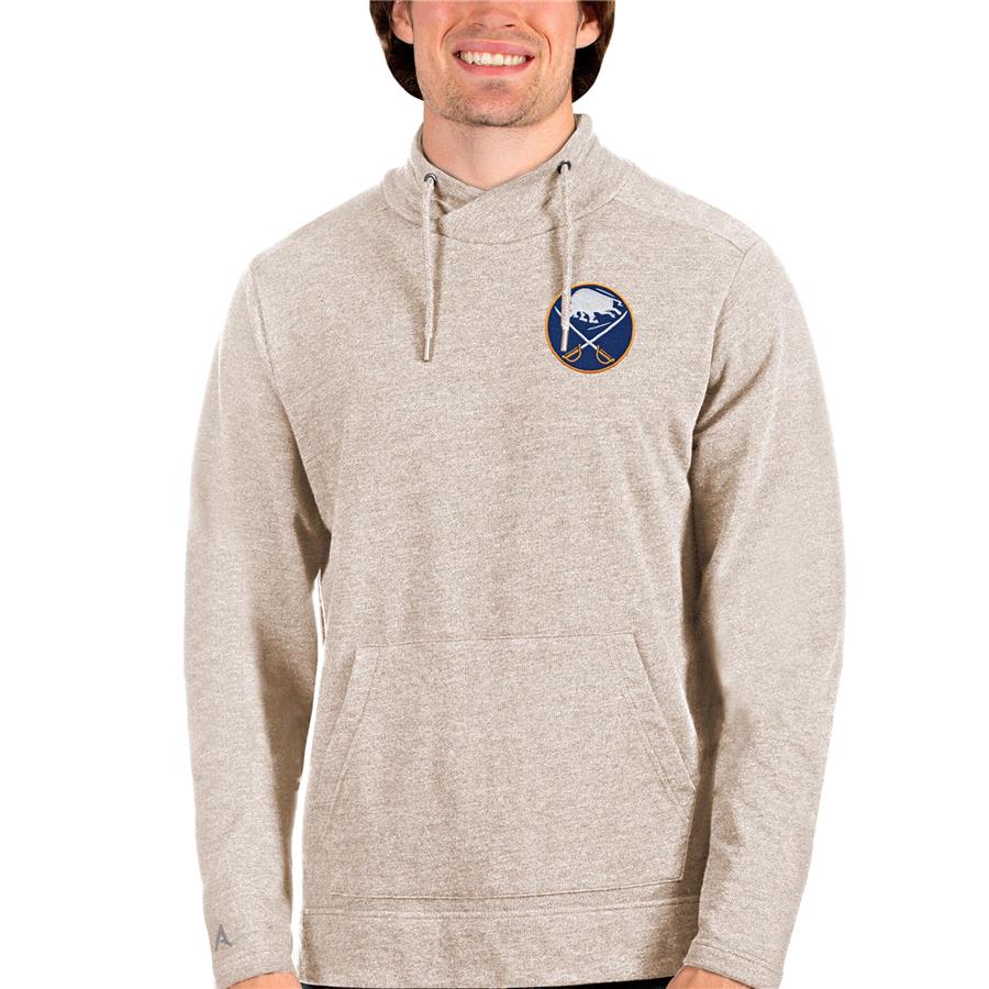 Buffalo Sabres Antigua Team Reward Crossover Neckline Pullover Sweatshirt - Oatmeal