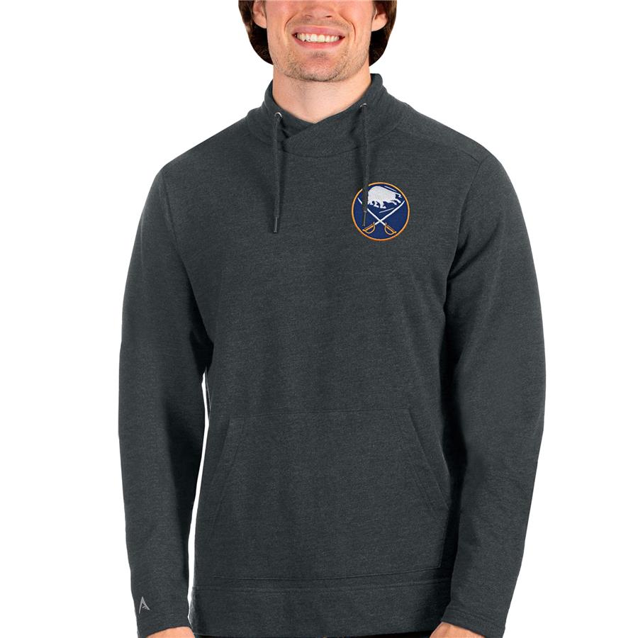 Buffalo Sabres Antigua Team Reward Crossover Neckline Pullover Sweatshirt - Heathered Charcoal