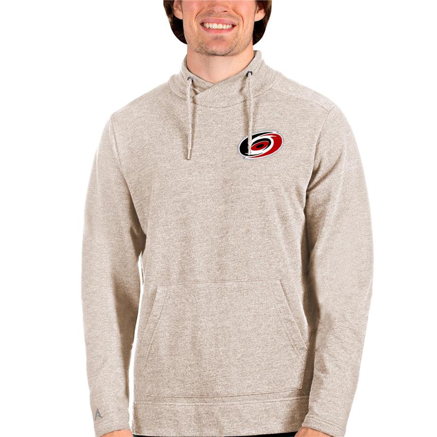 Carolina Hurricanes Antigua Team Reward Crossover Neckline Pullover Sweatshirt - Oatmeal