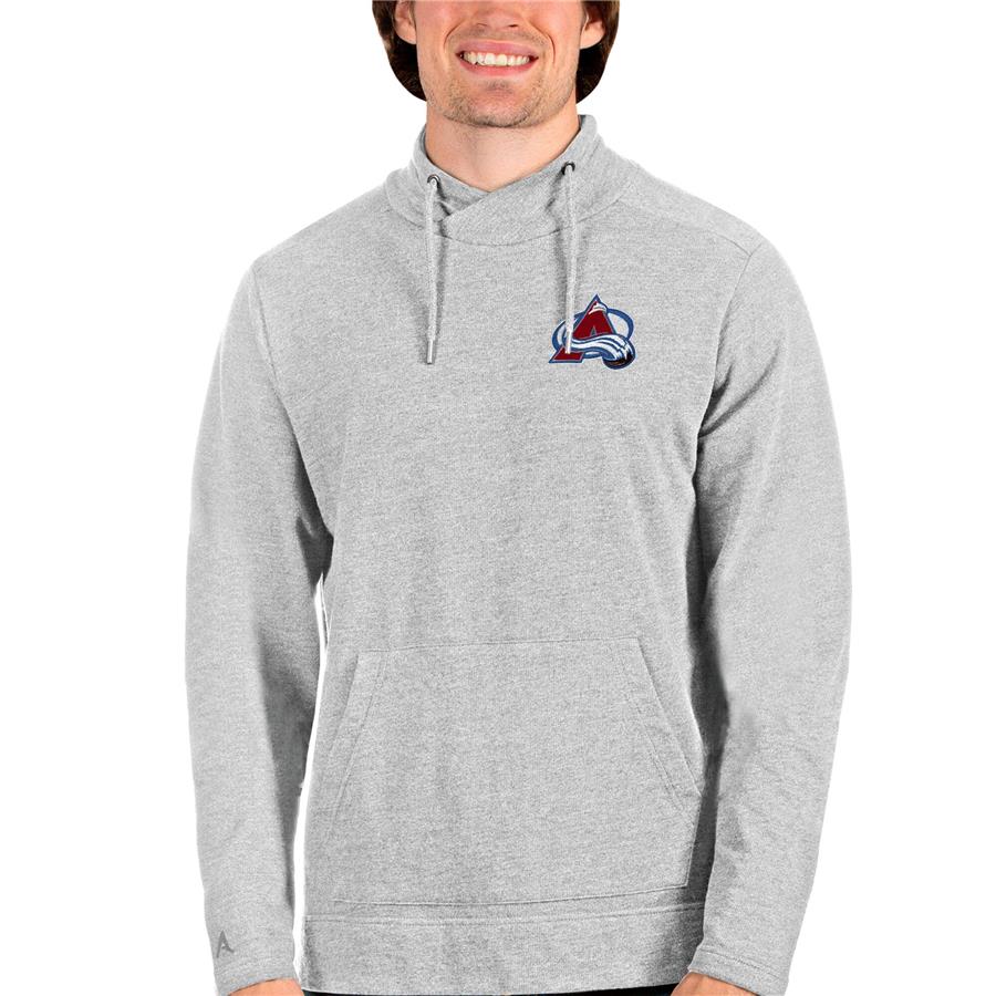 Colorado Avalanche Antigua Team Reward Crossover Neckline Pullover Sweatshirt - Heathered Gray