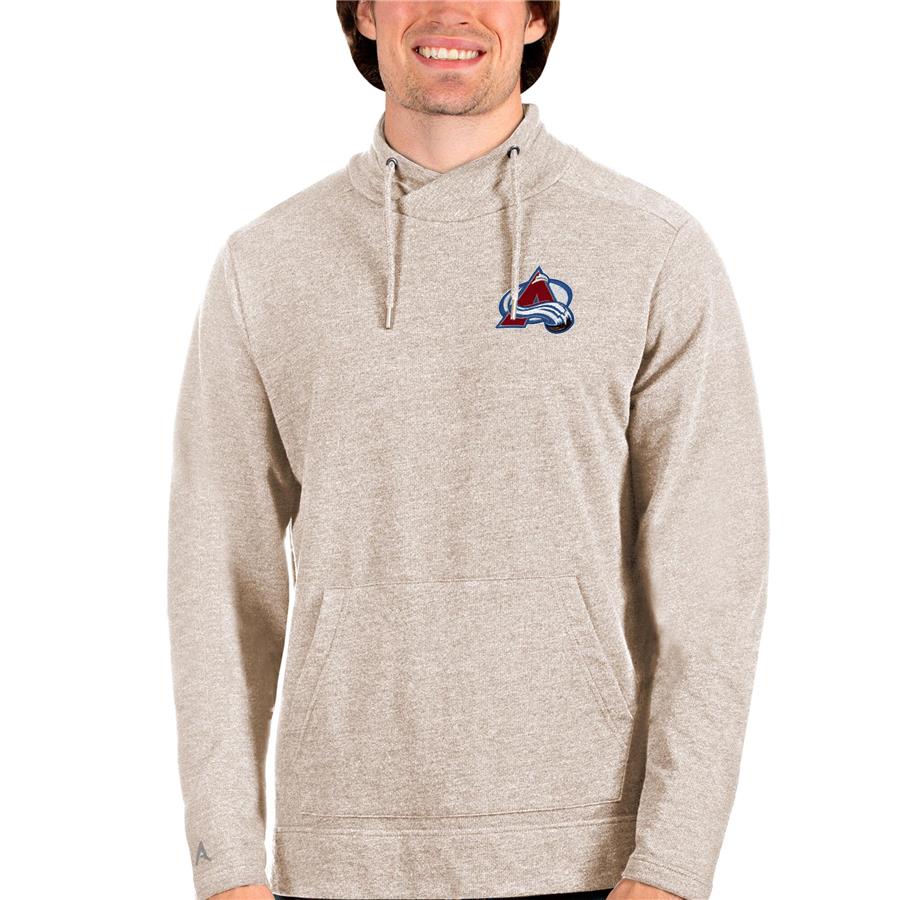 Colorado Avalanche Antigua Team Reward Crossover Neckline Pullover Sweatshirt - Oatmeal