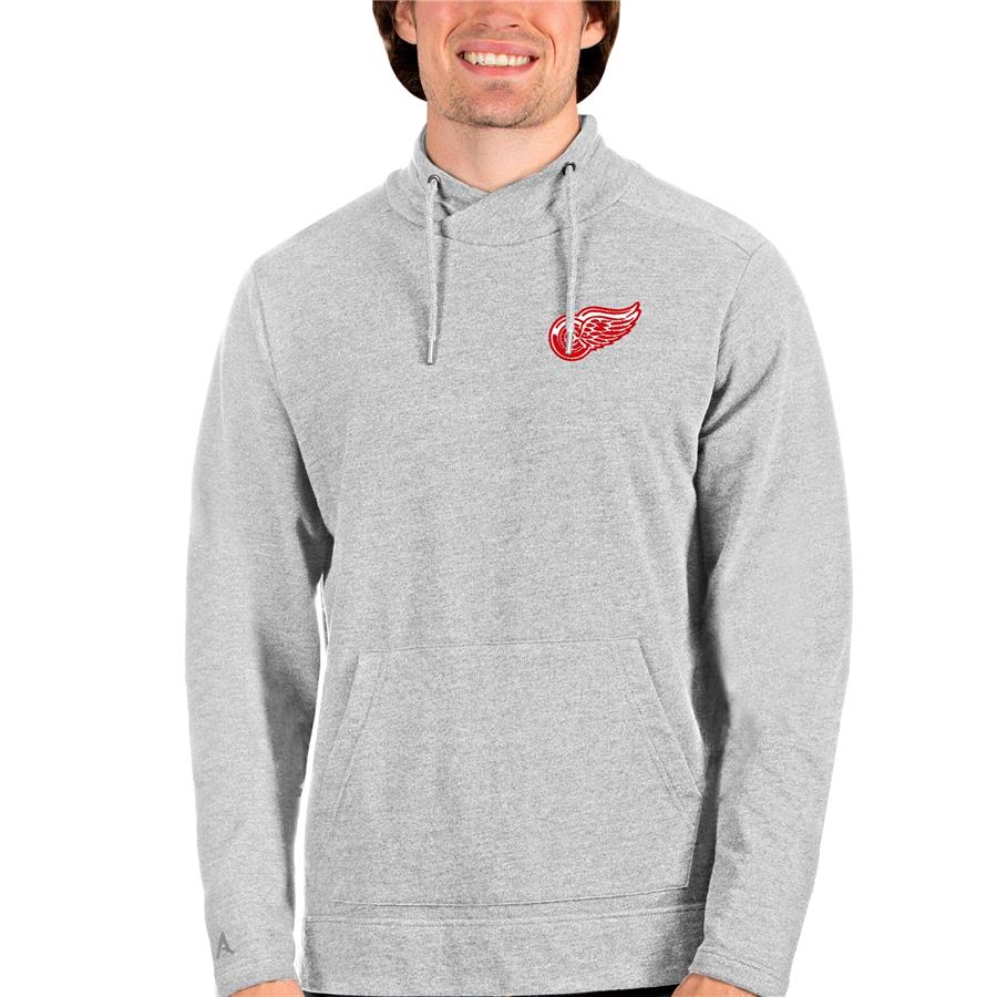 Detroit Red Wings Antigua Team Reward Crossover Neckline Pullover Sweatshirt - Heathered Gray