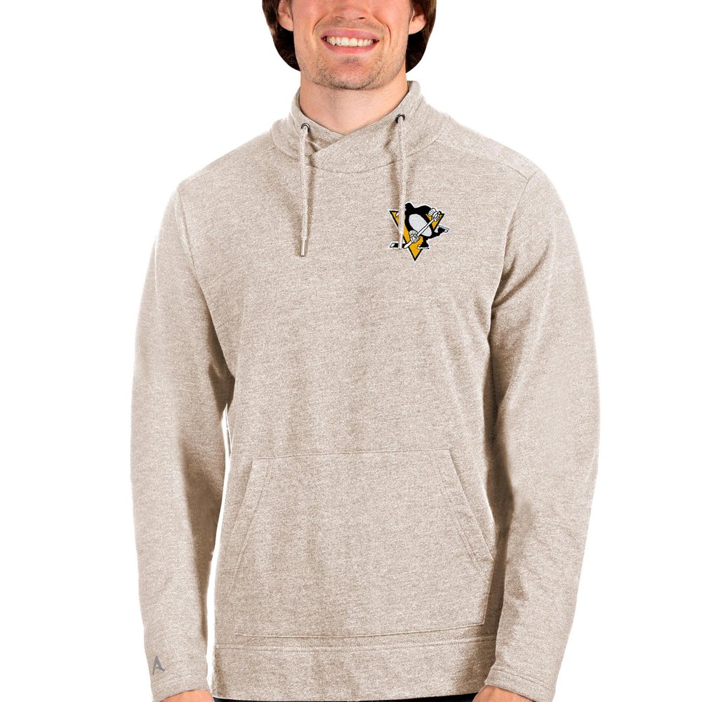 Pittsburgh Penguins Antigua Team Reward Crossover Neckline Pullover Sweatshirt - Oatmeal