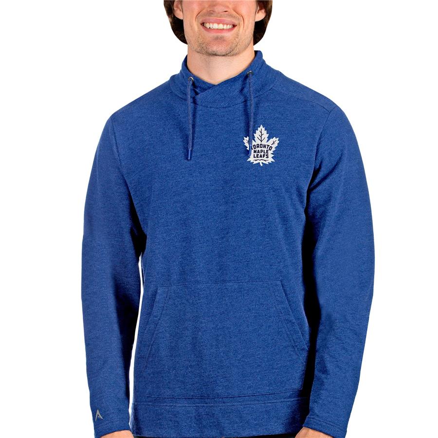 Toronto Maple Leafs Antigua Team Reward Crossover Neckline Pullover Sweatshirt - Heathered Royal