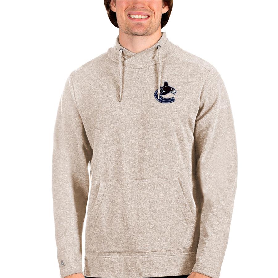 Vancouver Canucks Antigua Team Reward Crossover Neckline Pullover Sweatshirt - Oatmeal