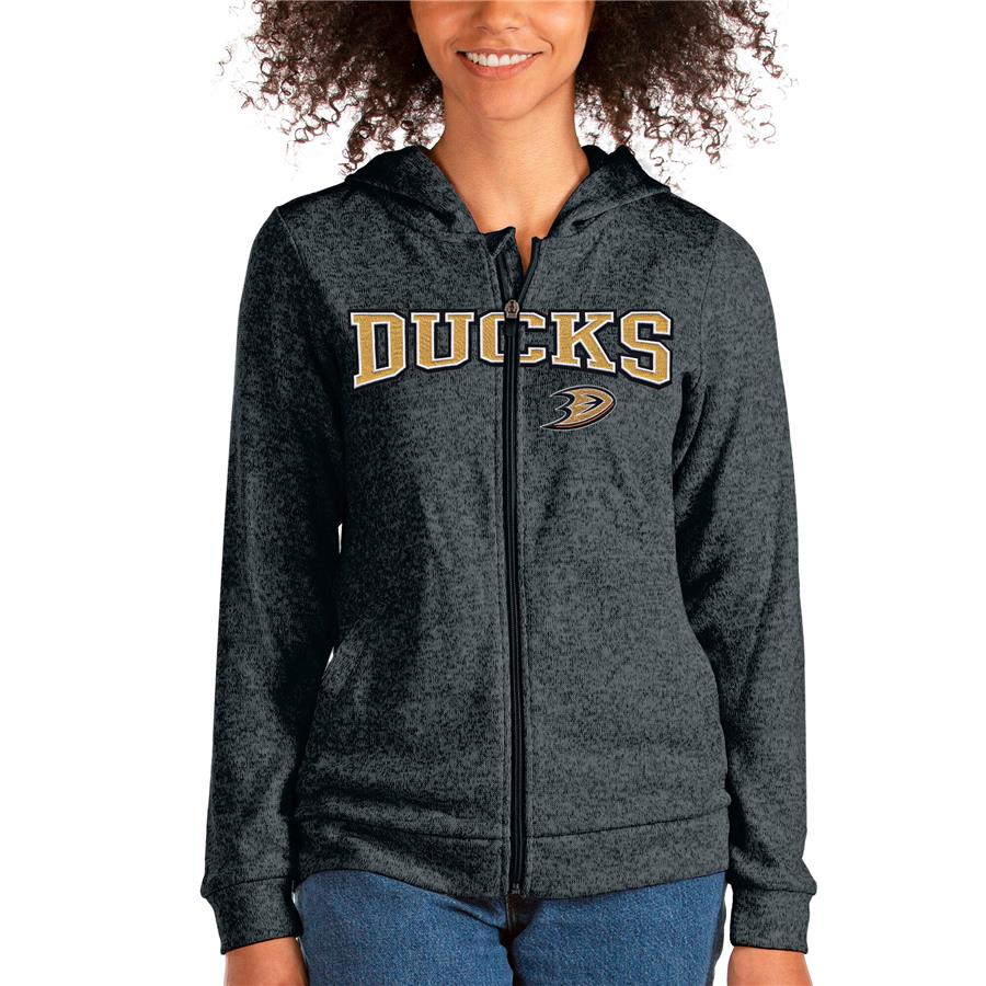 Anaheim Ducks Antigua Women's Team Absolute Full-Zip Hoodie - Heathered Charcoal