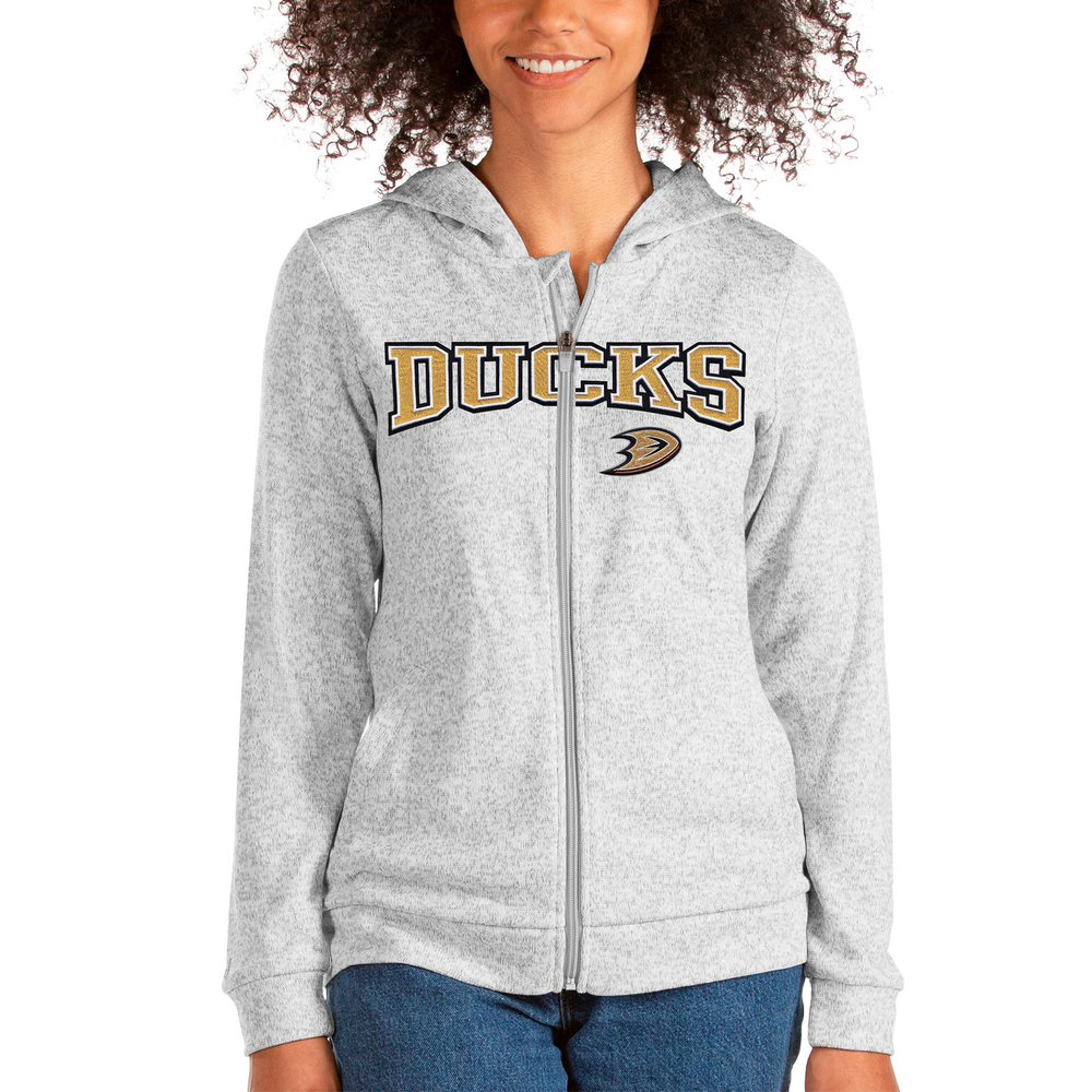 Anaheim Ducks Antigua Women's Team Absolute Full-Zip Hoodie - Heathered Gray
