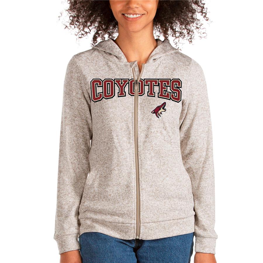 Arizona Coyotes Antigua Women's Team Absolute Full-Zip Hoodie - Oatmeal