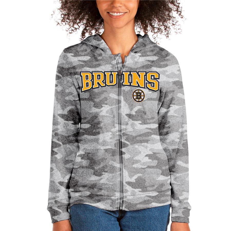 Boston Bruins Antigua Women's Team Absolute Full-Zip Hoodie - Camo