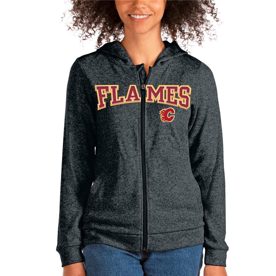 Calgary Flames Antigua Women's Team Absolute Full-Zip Hoodie - Heathered Charcoal