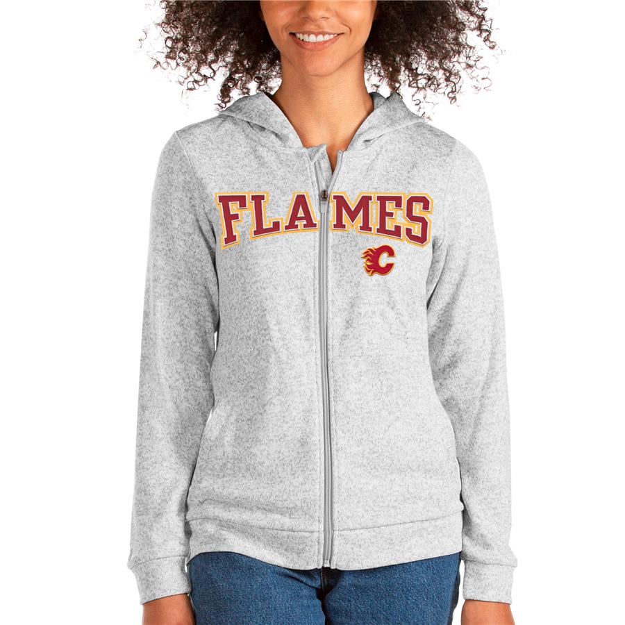Calgary Flames Antigua Women's Team Absolute Full-Zip Hoodie - Heathered Gray