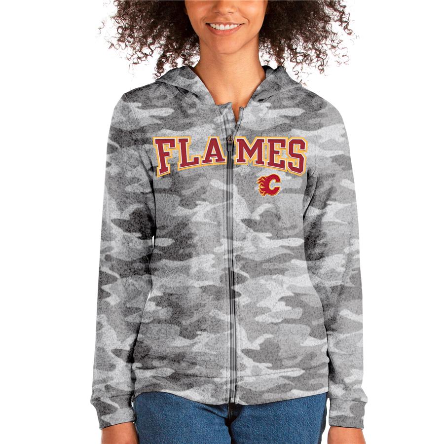 Calgary Flames Antigua Women's Team Absolute Full-Zip Hoodie - Camo
