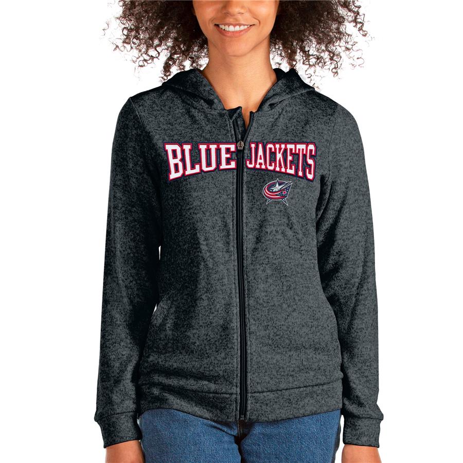 Columbus Blue Jackets Antigua Women's Team Absolute Full-Zip Hoodie - Heathered Charcoal