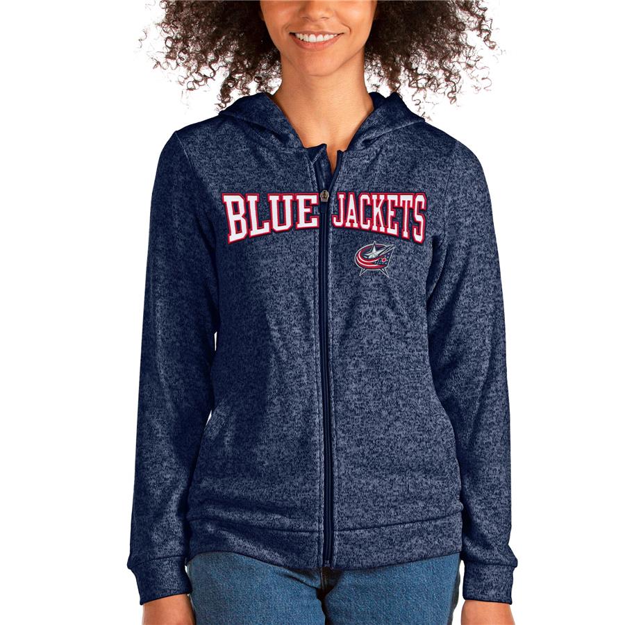 Columbus Blue Jackets Antigua Women's Team Absolute Full-Zip Hoodie - Heathered Navy