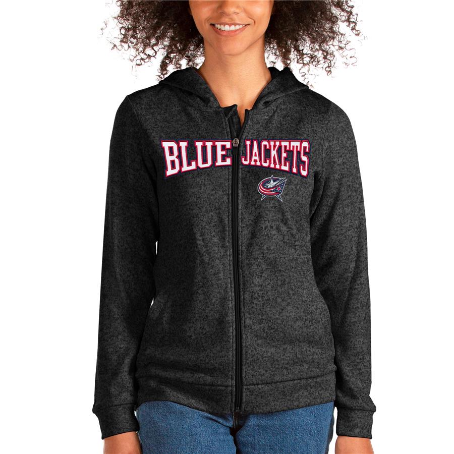 Columbus Blue Jackets Antigua Women's Team Absolute Full-Zip Hoodie - Heathered Black