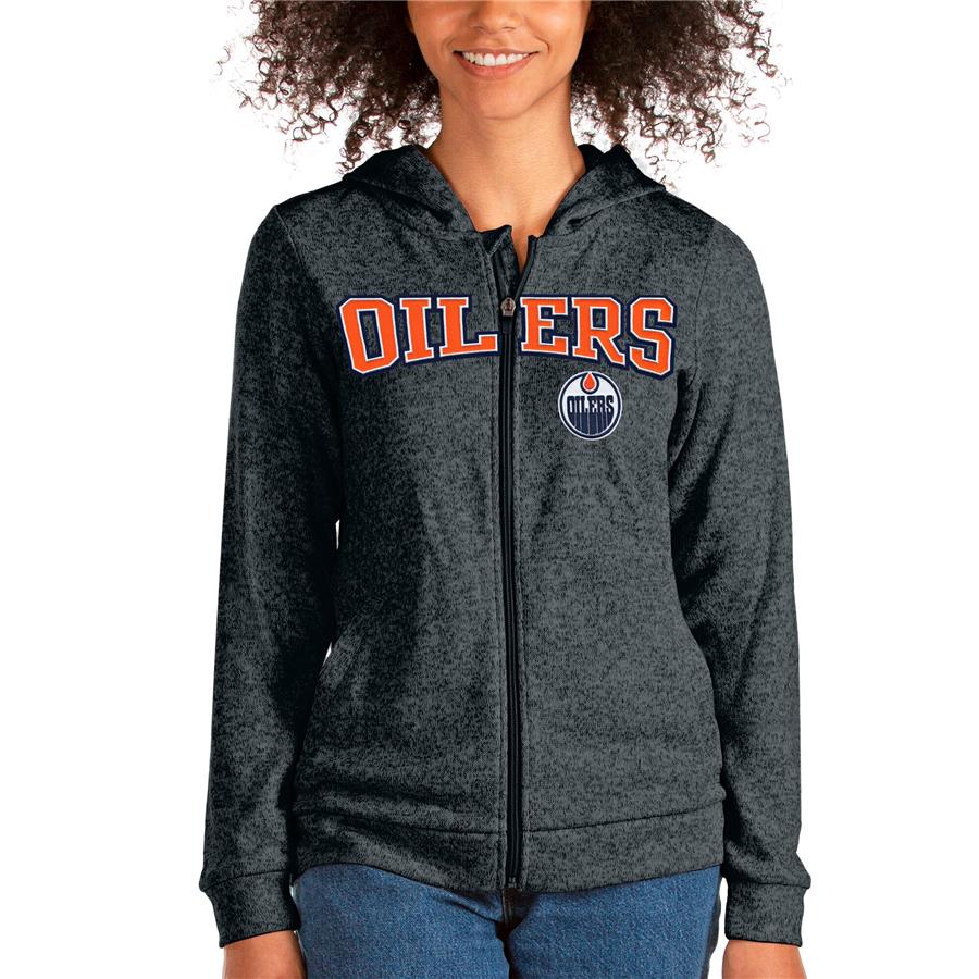 Edmonton Oilers Antigua Women's Team Absolute Full-Zip Hoodie - Heathered Charcoal