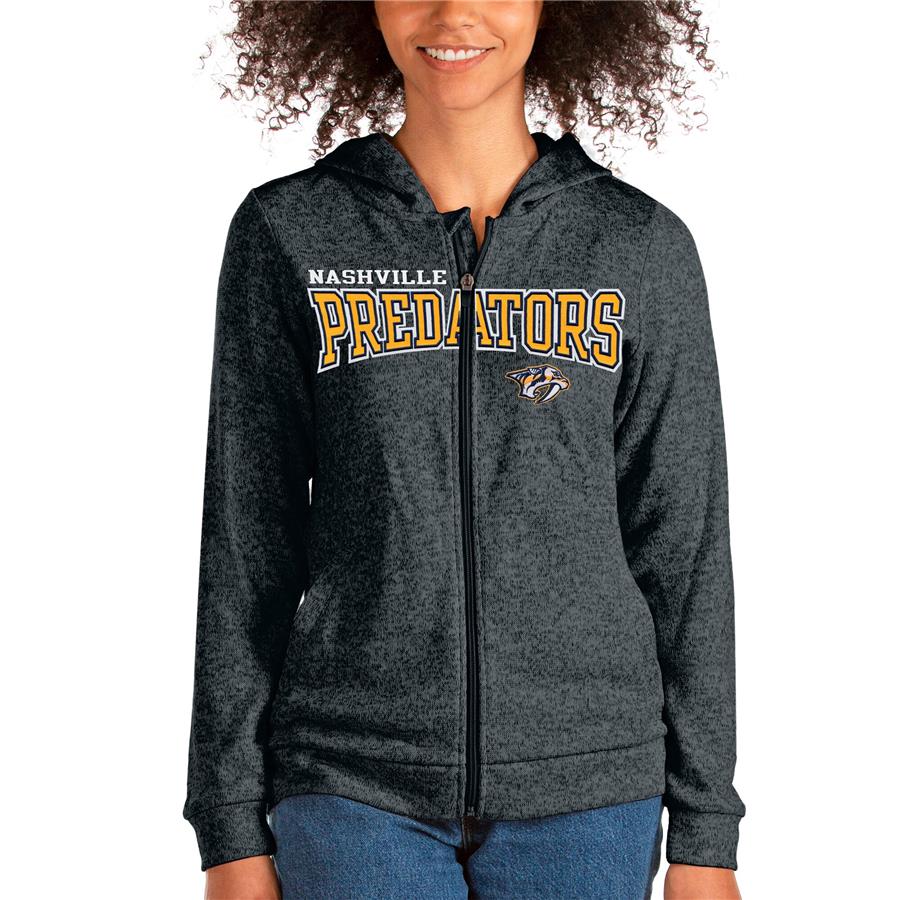 Nashville Predators Antigua Women's Team Absolute Full-Zip Hoodie - Heathered Charcoal