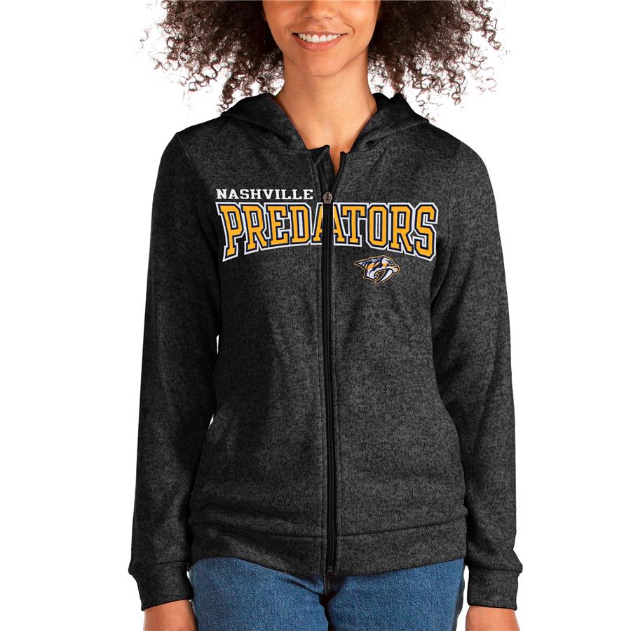 Nashville Predators Antigua Women's Team Absolute Full-Zip Hoodie - Heathered Black