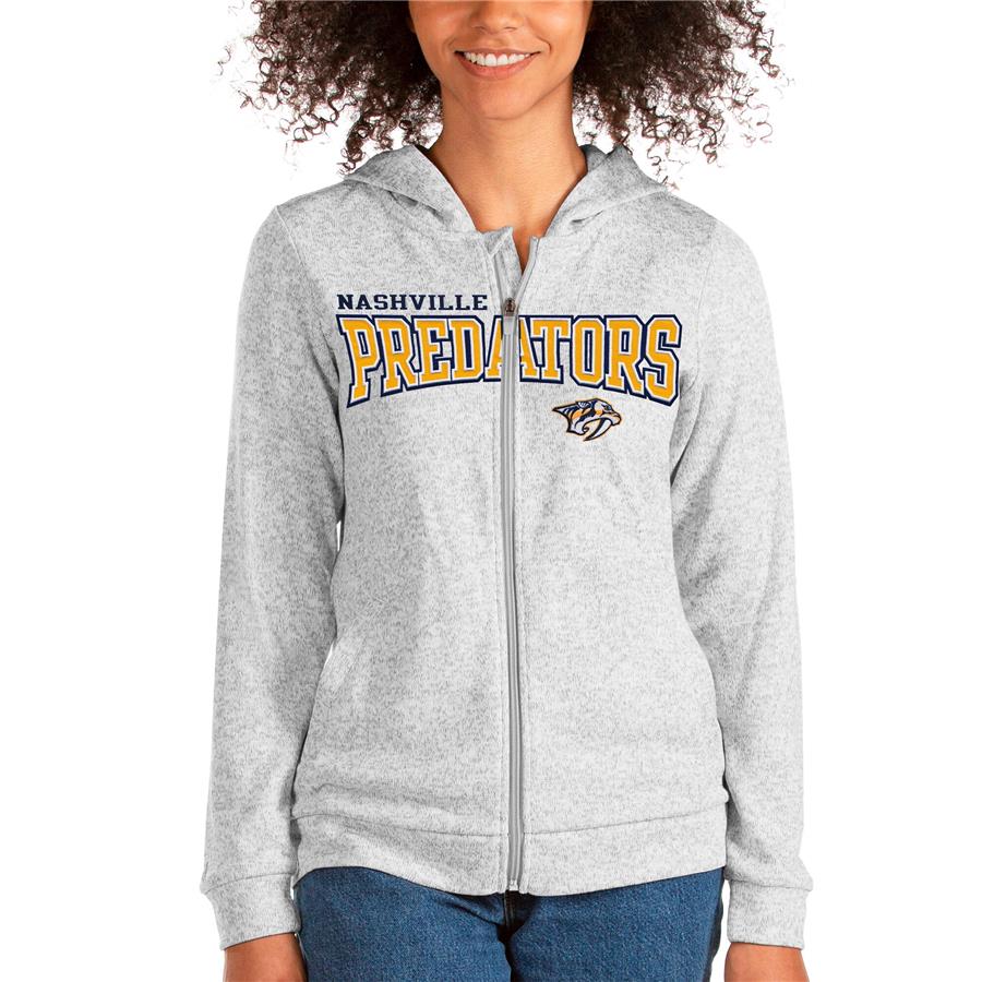 Nashville Predators Antigua Women's Team Absolute Full-Zip Hoodie - Heathered Gray