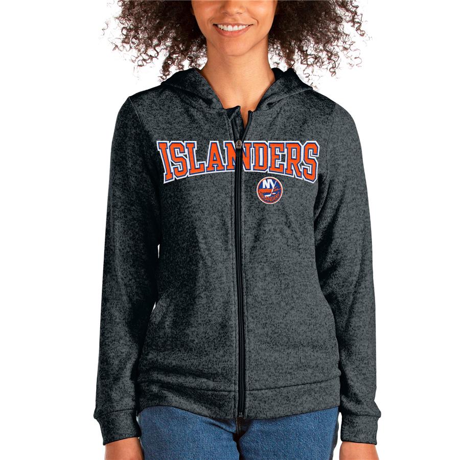 New York Islanders Antigua Women's Team Absolute Full-Zip Hoodie - Heathered Charcoal