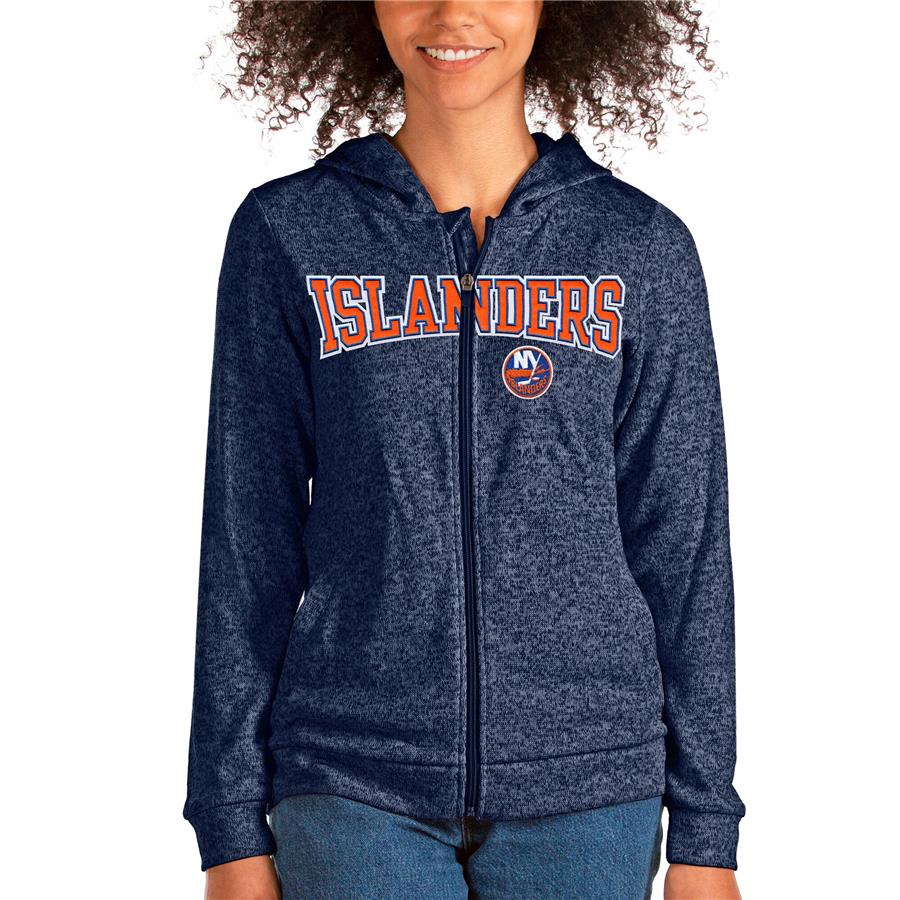 New York Islanders Antigua Women's Team Absolute Full-Zip Hoodie - Heathered Navy