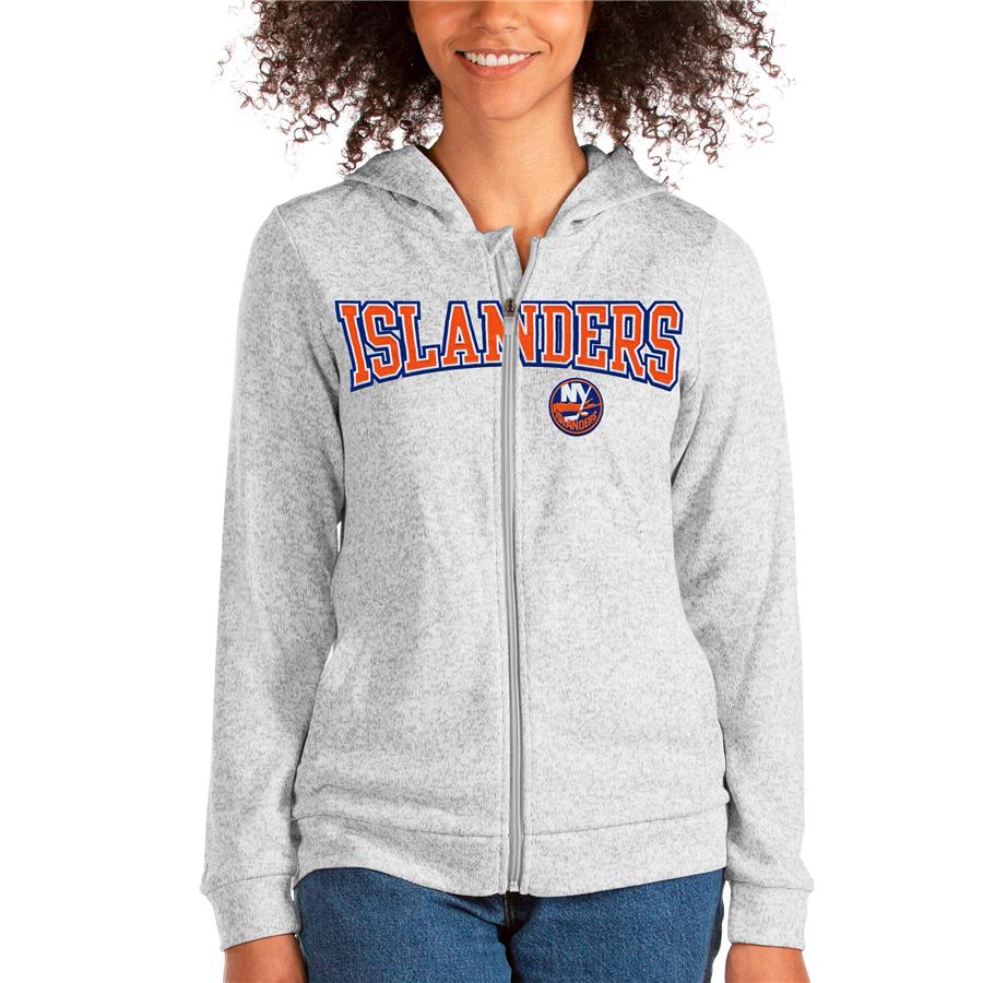 New York Islanders Antigua Women's Team Absolute Full-Zip Hoodie - Heathered Gray