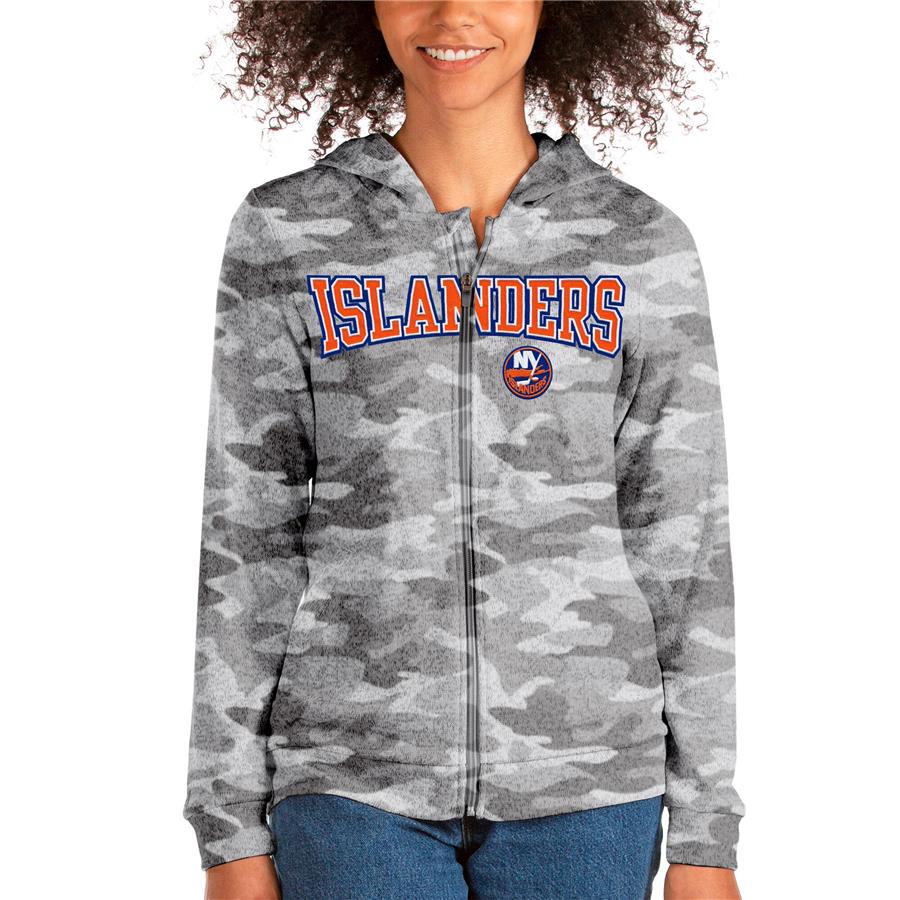 New York Islanders Antigua Women's Team Absolute Full-Zip Hoodie - Camo