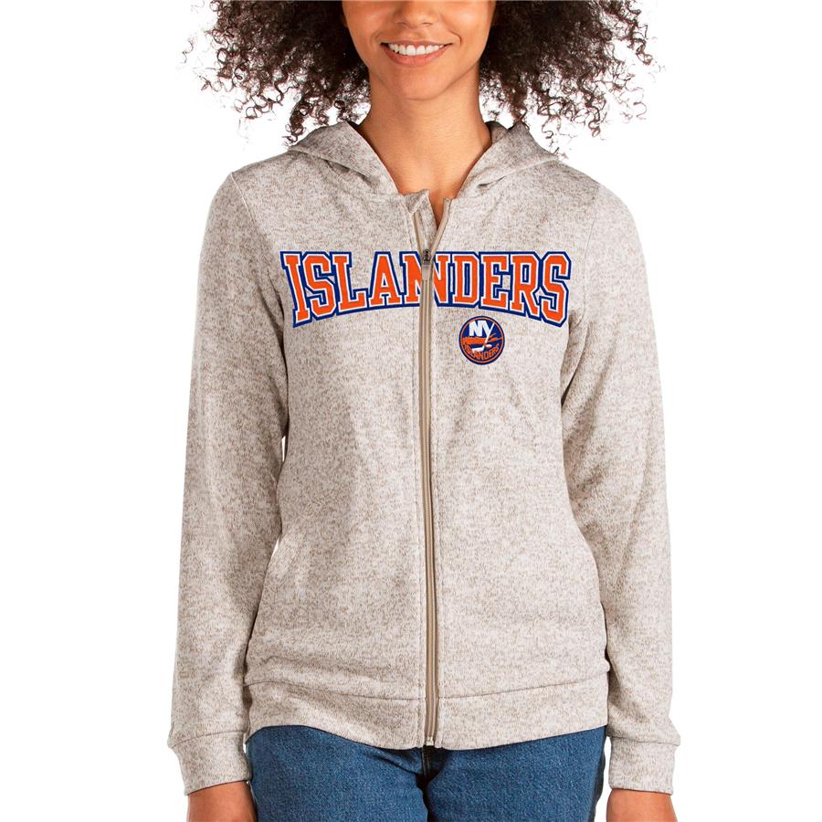 New York Islanders Antigua Women's Team Absolute Full-Zip Hoodie - Oatmeal