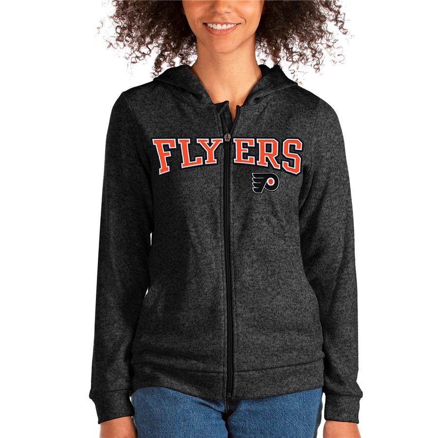 Philadelphia Flyers Antigua Women's Team Absolute Full-Zip Hoodie - Heathered Black