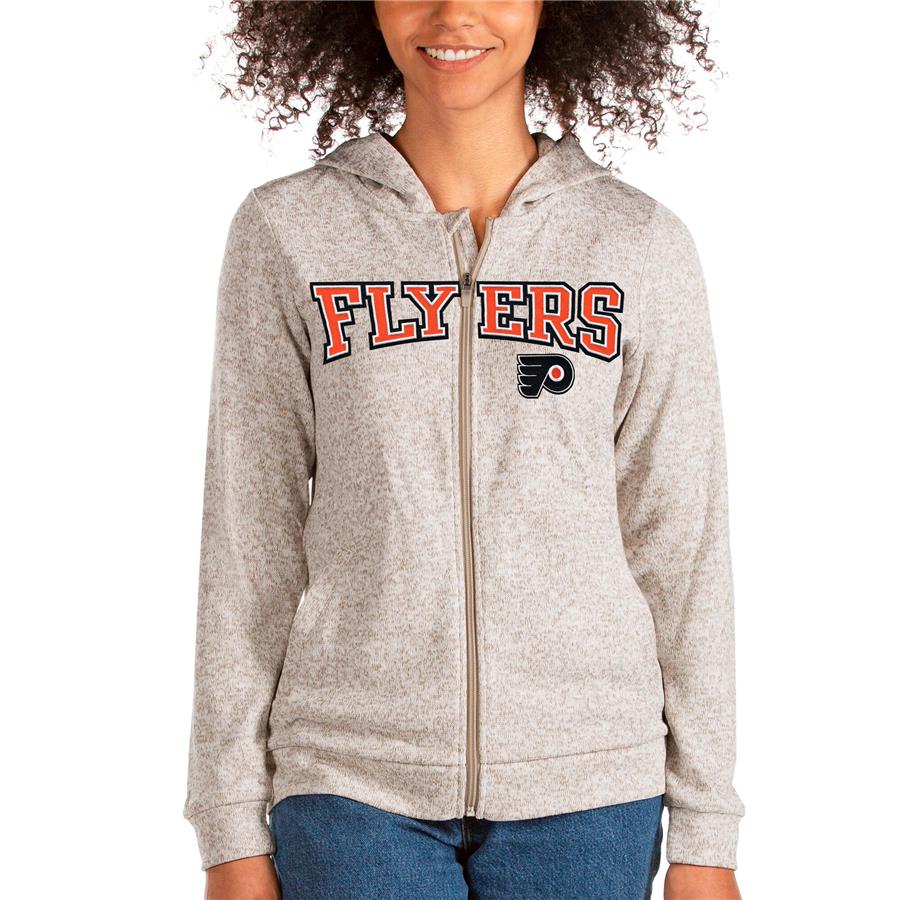 Philadelphia Flyers Antigua Women's Team Absolute Full-Zip Hoodie - Oatmeal