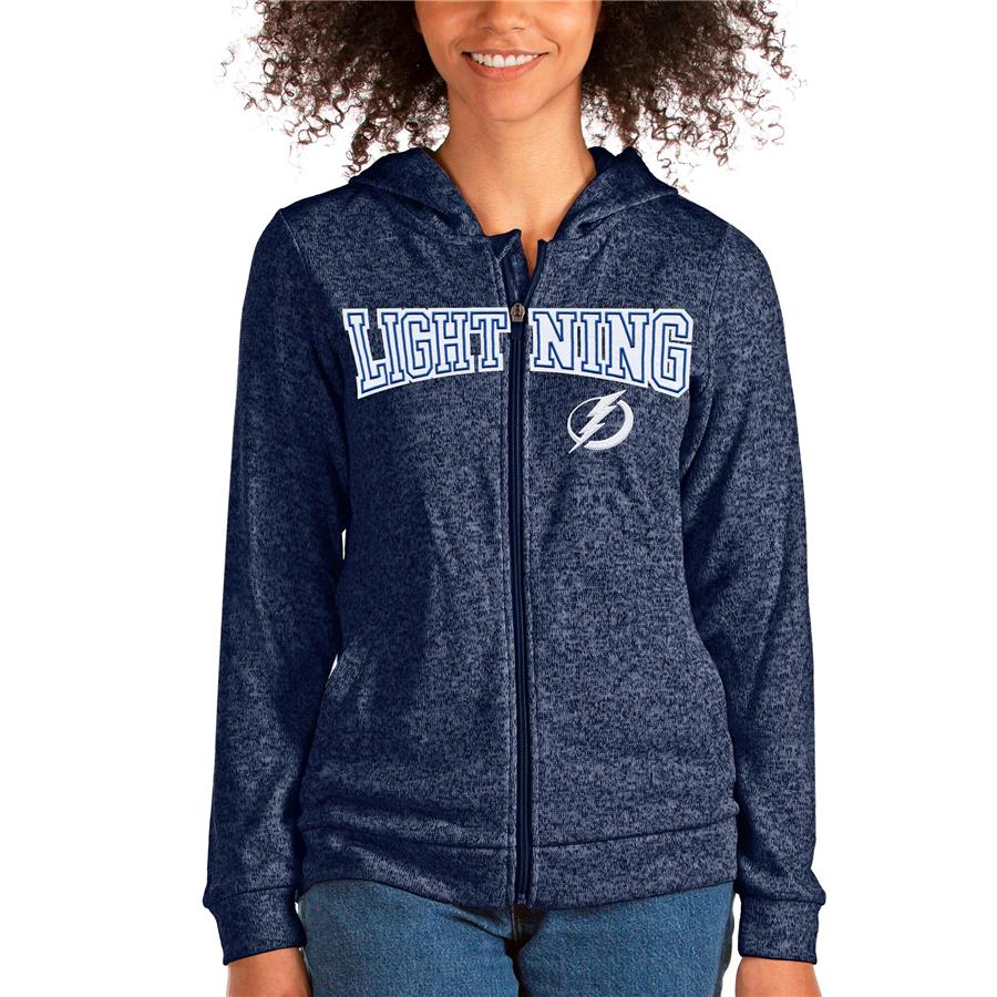 Tampa Bay Lightning Antigua Women's Team Absolute Full-Zip Hoodie - Heathered Navy