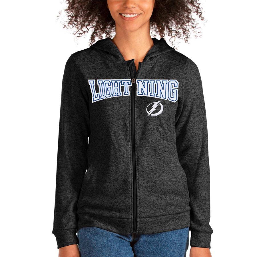 Tampa Bay Lightning Antigua Women's Team Absolute Full-Zip Hoodie - Heathered Black
