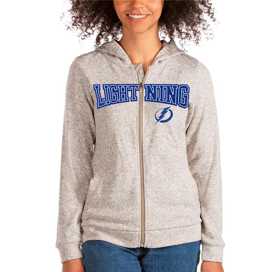 Tampa Bay Lightning Antigua Women's Team Absolute Full-Zip Hoodie - Oatmeal