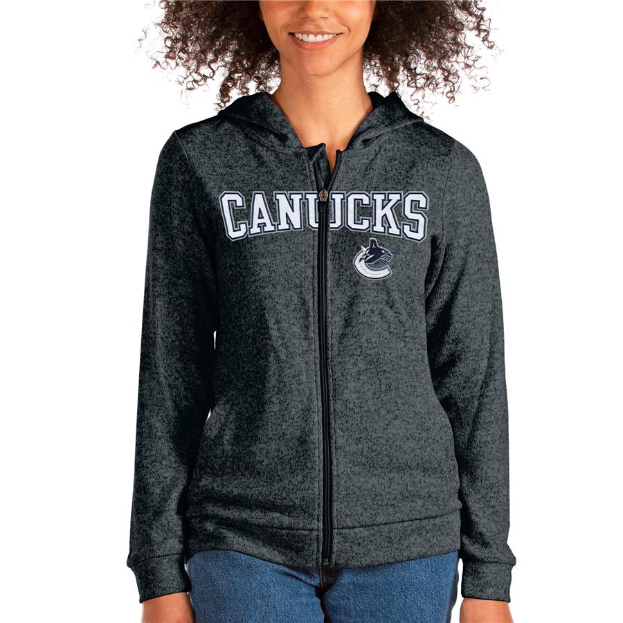 Vancouver Canucks Antigua Women's Team Absolute Full-Zip Hoodie - Heathered Charcoal