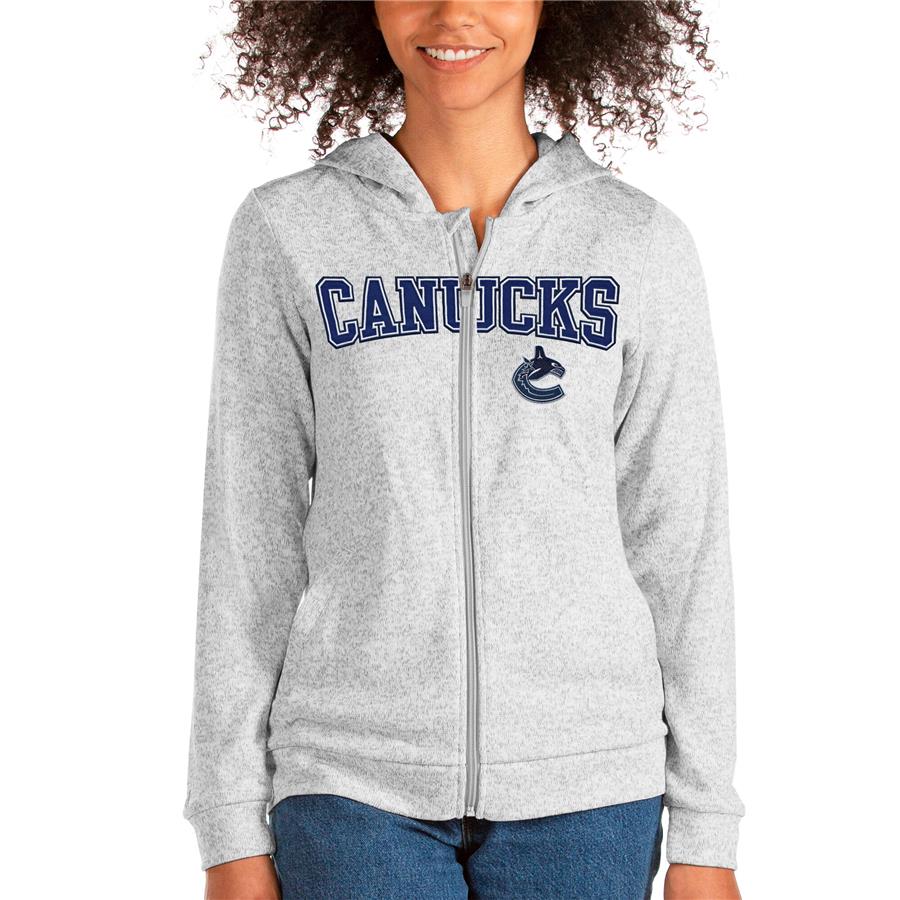 Vancouver Canucks Antigua Women's Team Absolute Full-Zip Hoodie - Heathered Gray