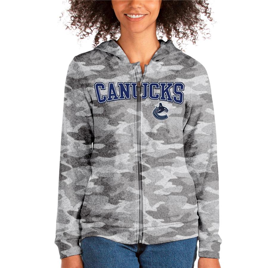 Vancouver Canucks Antigua Women's Team Absolute Full-Zip Hoodie - Camo